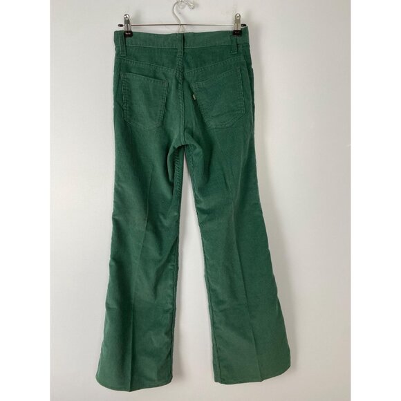 Vintage 1970s Levi's Big E Green Corduroy Flare Leg Bellbottoms, 27 x 29 Hemmed - Picture 2 of 10